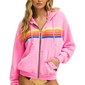 Brand New Aviator Nation 5 Stripe Relaxed Zip Hoodie size SMALL